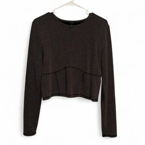 Black Ribbed Long Sleeve Top